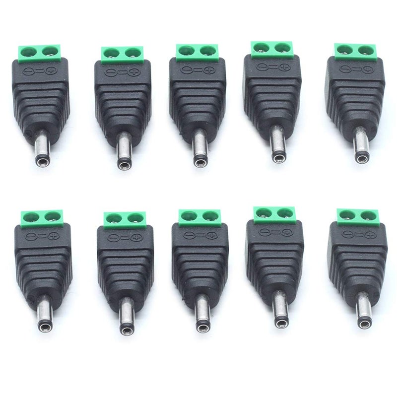 Sscon 10pcs Male DC Power Connector 3.5mm x 1.35mm Cable Jack Adapter Connector Plug for Security Camera Green - Image 2